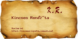 Kincses Renáta névjegykártya